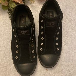 UGG | Laela Black Suede Laceless Slip-On Sneakers